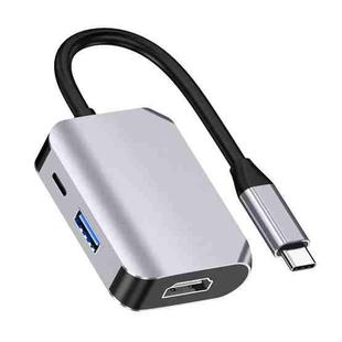 HW-6003 3 In 1 Type-C / USB-C to HDMI + PD + USB 3.0 Docking Station Adapter Converter(Grey)