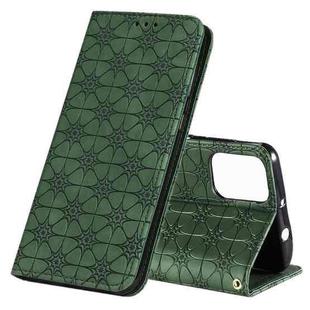 For Motorola Moto G9 Plus Lucky Flowers Embossing Pattern Magnetic Horizontal Flip Leather Case with Holder & Card Slots(Dark Green)