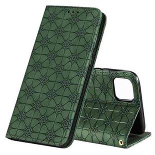 For OPPO Realme C11 Lucky Flowers Embossing Pattern Magnetic Horizontal Flip Leather Case with Holder & Card Slots(Dark Green)