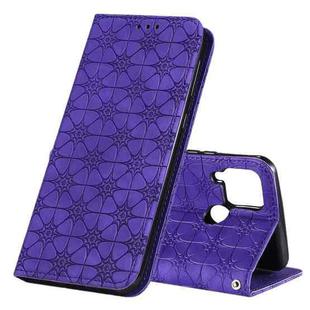 For OPPO Realme C15 / C12 Lucky Flowers Embossing Pattern Magnetic Horizontal Flip Leather Case with Holder & Card Slots(Purple)