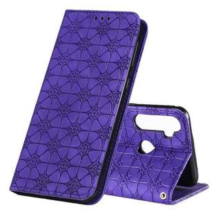 For OPPO Realme 5 / C3 / 6i Lucky Flowers Embossing Pattern Magnetic Horizontal Flip Leather Case with Holder & Card Slots(Purple)