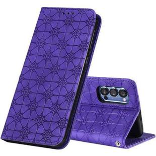 For OPPO Reno4 Pro 5G Lucky Flowers Embossing Pattern Magnetic Horizontal Flip Leather Case with Holder & Card Slots(Purple)