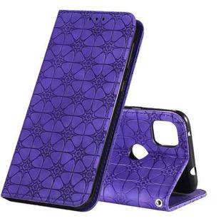 For Google Pixel 4a Lucky Flowers Embossing Pattern Magnetic Horizontal Flip Leather Case with Holder & Card Slots(Purple)