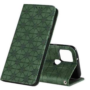 For Google Pixel 5 Lucky Flowers Embossing Pattern Magnetic Horizontal Flip Leather Case with Holder & Card Slots(Dark Green)