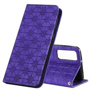 For Huawei P smart 2021 / Y7A Lucky Flowers Embossing Pattern Magnetic Horizontal Flip Leather Case with Holder & Card Slots(Purple)