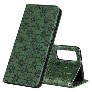 For Huawei P smart 2021 / Y7A Lucky Flowers Embossing Pattern Magnetic Horizontal Flip Leather Case with Holder & Card Slots(Dark Green)