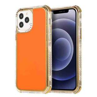 For iPhone 11 Pro Max 3 in 1 Dreamland Electroplating Solid Color TPU + Transparent Border Protective Case (Orange)