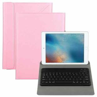 Universal Detachable Bluetooth Keyboard + Leather Tablet Case without Touchpad for iPad 9-10 inch, Specification:Black Keyboard(Pink)