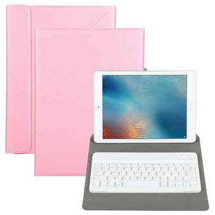 Universal Detachable Bluetooth Keyboard + Leather Tablet Case without Touchpad for iPad 9-10 inch, Specification:White Keyboard(Pink)