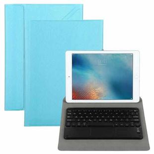 Universal Detachable Bluetooth Keyboard + Leather Tablet Case with Touchpad for iPad 9-10 inch, Specification:Black Keyboard(Blue)
