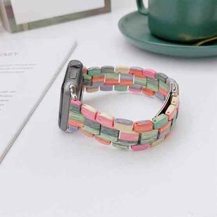 Wooden Bead Woven Watch Band For Apple Watch Series 7 41mm / 6 & SE & 5 & 4 40mm / 3 & 2 & 1 38mm(Rainbow A)