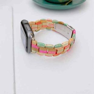 Wooden Bead Woven Watch Band For Apple Watch Series 9&8&7 41mm / SE 3&SE 2&6&SE&5&4 40mm / 3&2&1 38mm(Rainbow B)