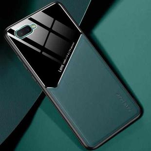 For OPPO K1 All-inclusive Leather + Organic Glass Protective Case with Metal Iron Sheet(Green)