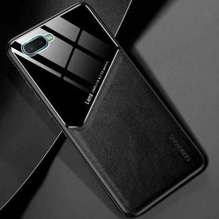 For OPPO K1 All-inclusive Leather + Organic Glass Protective Case with Metal Iron Sheet(Black)