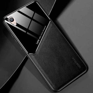 For OPPO R9 All-inclusive Leather + Organic Glass Protective Case with Metal Iron Sheet(Black)