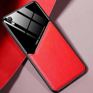 For OPPO R9 Plus All-inclusive Leather + Organic Glass Protective Case with Metal Iron Sheet(Red)