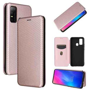 For DOOGEE N30 Carbon Fiber Texture Horizontal Flip TPU + PC + PU Leather Case with Card Slot(Pink)