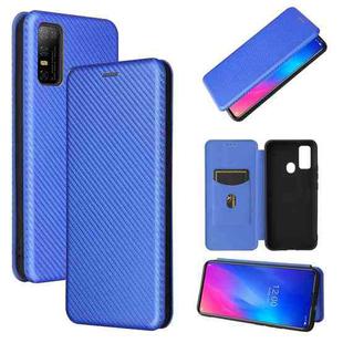 For DOOGEE N30 Carbon Fiber Texture Horizontal Flip TPU + PC + PU Leather Case with Card Slot(Blue)