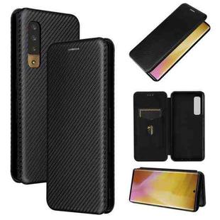 For Fujitsu Arrows NX9 F-52A Carbon Fiber Texture Horizontal Flip TPU + PC + PU Leather Case with Card Slot(Black)