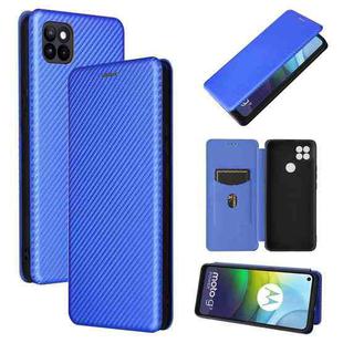 For Motorola Moto G9 Power Carbon Fiber Texture Horizontal Flip TPU + PC + PU Leather Case with Card Slot(Blue)