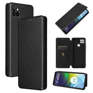 For Motorola Moto G9 Power Carbon Fiber Texture Horizontal Flip TPU + PC + PU Leather Case with Card Slot(Black)