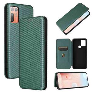 For HTC Desire 20 Plus Carbon Fiber Texture Horizontal Flip TPU + PC + PU Leather Case with Card Slot(Green)