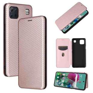 For LG K92 5G Carbon Fiber Texture Horizontal Flip TPU + PC + PU Leather Case with Card Slot(Pink)