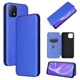 For OPPO A72 5G Carbon Fiber Texture Horizontal Flip TPU + PC + PU Leather Case with Card Slot(Blue)