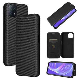 For OPPO A72 5G Carbon Fiber Texture Horizontal Flip TPU + PC + PU Leather Case with Card Slot(Black)
