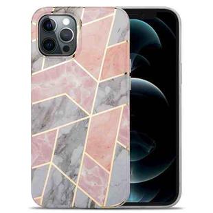 For iPhone 12 Pro Splicing Marble Pattern TPU Protective Case(Pink Grey)