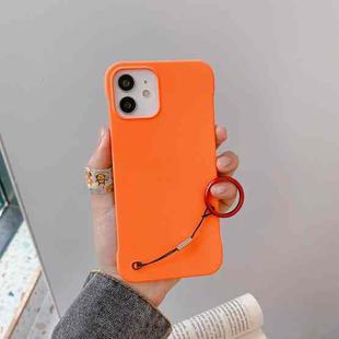 For iPhone 12 mini Skin Feeling Protective Case with Lanyard (Orange)