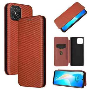 For Huawei nova 8 SE Carbon Fiber Texture Horizontal Flip TPU + PC + PU Leather Case with Card Slot(Brown)