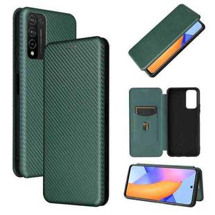 For Huawei Honor 10X Lite Carbon Fiber Texture Horizontal Flip TPU + PC + PU Leather Case with Card Slot(Green)