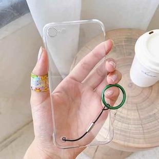 For iPhone SE 2022 / SE 2020 / 8 / 7 Non-frame Four-corner Shockproof PC Case with Finger Ring Strap(Green)