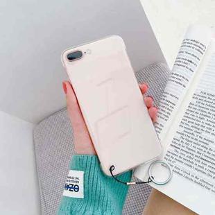 Non-frame Four-corner Shockproof PC Case with Finger Ring Strap For iPhone 8 Plus / 7 Plus(White)