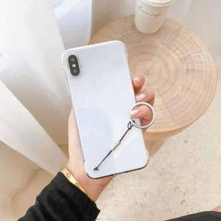 Non-frame Four-corner Shockproof PC Case with Finger Ring Strap For iPhone XS / X(White)