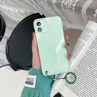 Non-frame Four-corner Shockproof PC Case with Finger Ring Strap For iPhone 12 / 12 Pro(Green)