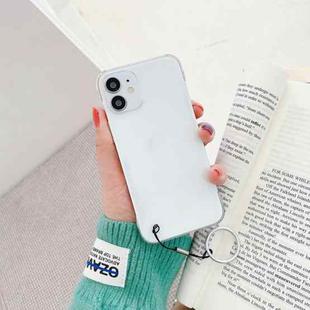 For iPhone 12 mini Non-frame Four-corner Shockproof PC Case with Finger Ring Strap (White)