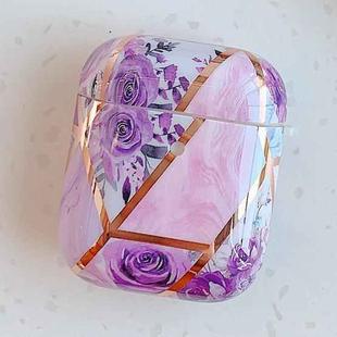 Stitching Flower Pattern Earphone Protective Case For AirPods 1 / 2(Purple Flower)
