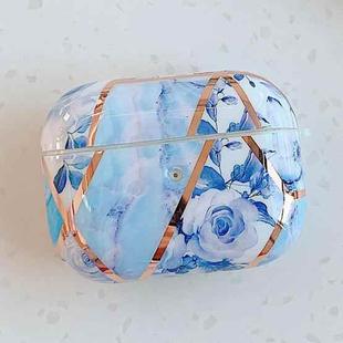 Stitching Flower Pattern Earphone Protective Case For AirPods Pro(Blue Flower)