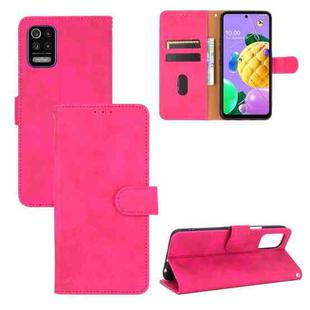 For LG K52 / K62 Solid Color Skin Feel Magnetic Buckle Horizontal Flip Calf Texture PU Leather Case with Holder & Card Slots & Wallet(Rose Red)