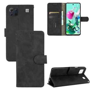 For LG K92 5G Solid Color Skin Feel Magnetic Buckle Horizontal Flip Calf Texture PU Leather Case with Holder & Card Slots & Wallet(Black)