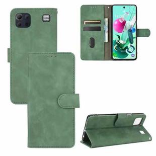 For LG K92 5G Solid Color Skin Feel Magnetic Buckle Horizontal Flip Calf Texture PU Leather Case with Holder & Card Slots & Wallet(Green)