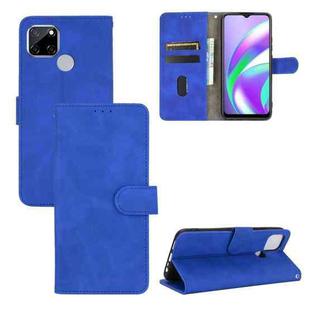 For OPPO A15 Solid Color Skin Feel Magnetic Buckle Horizontal Flip Calf Texture PU Leather Case with Holder & Card Slots & Wallet(Blue)