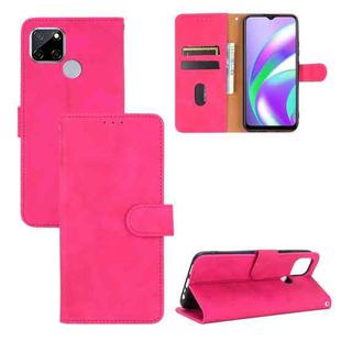 For OPPO A15 Solid Color Skin Feel Magnetic Buckle Horizontal Flip Calf Texture PU Leather Case with Holder & Card Slots & Wallet(Rose Red)