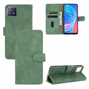 For OPPO A72 5G / A73 5G Solid Color Skin Feel Magnetic Buckle Horizontal Flip Calf Texture PU Leather Case with Holder & Card Slots & Wallet(Green)