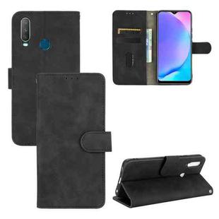 For vivo Y17 / Y15 / Y12 Solid Color Skin Feel Magnetic Buckle Horizontal Flip Calf Texture PU Leather Case with Holder & Card Slots & Wallet(Black)