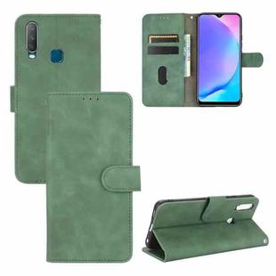 For vivo Y17 / Y15 / Y12 Solid Color Skin Feel Magnetic Buckle Horizontal Flip Calf Texture PU Leather Case with Holder & Card Slots & Wallet(Green)