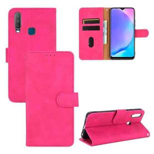 For vivo Y17 / Y15 / Y12 Solid Color Skin Feel Magnetic Buckle Horizontal Flip Calf Texture PU Leather Case with Holder & Card Slots & Wallet(Rose Red)