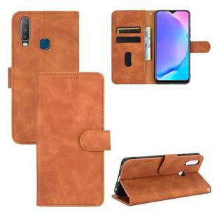 For vivo Y17 / Y15 / Y12 Solid Color Skin Feel Magnetic Buckle Horizontal Flip Calf Texture PU Leather Case with Holder & Card Slots & Wallet(Brown)